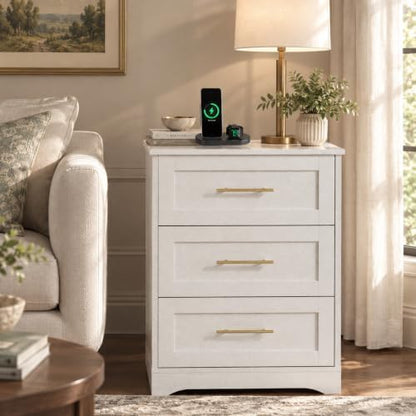 modern nightstands set of 2 with charging station, side view