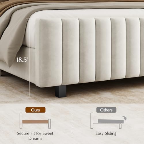 50" tall queen bed frame with adjustable headboard on a desk or shelf