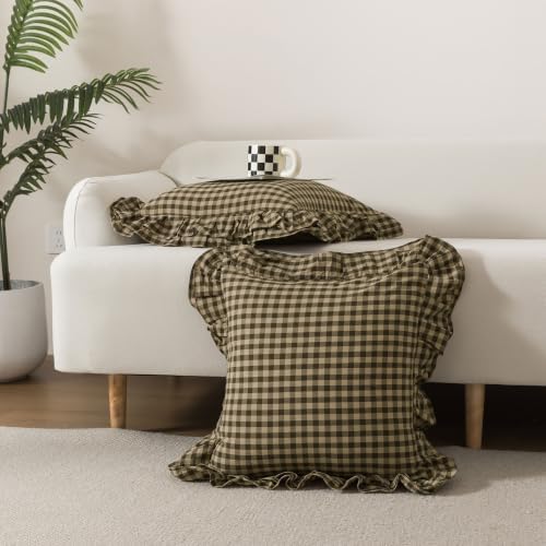 lemfux double ruffle gingham pillow covers, 2 pack, view 9