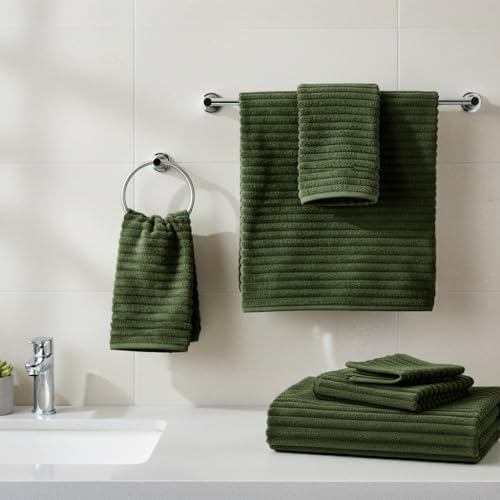 bath towel set, 40"x80" oversized bath sheets, olive, side view