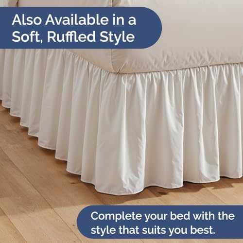 Pleated Bed Skirt Queen Size - 3 Sided Pleated Bed Skirt Queen - Ultra-Soft, Easy Fit with 12 Inch Tailored Drop - Hotel Quality, Wrinkle Free & Fade Resistant - for Women, Men, Kids & Teens - White