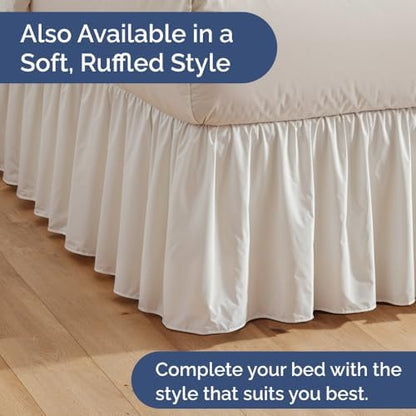 Pleated Bed Skirt Queen Size - 3 Sided Pleated Bed Skirt Queen - Ultra-Soft, Easy Fit with 12 Inch Tailored Drop - Hotel Quality, Wrinkle Free & Fade Resistant - for Women, Men, Kids & Teens - White