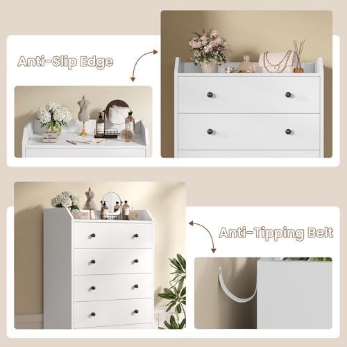 adorneve tall 6 drawer white modern dresser on a desk or shelf