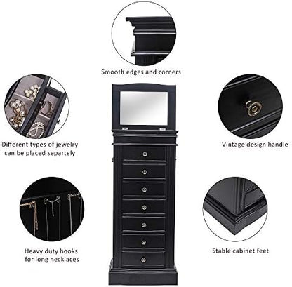 vasitelan large standing jewelry armoire cabinet chest on a desk or shelf