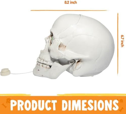 JOYIN Halloween Decorations Indoor Animatronics Skull Table Desk Home Decor, Haunted House Sound Activated LED Lights Up Eyes Party Supplies Animated Scary Moving Eyeballs