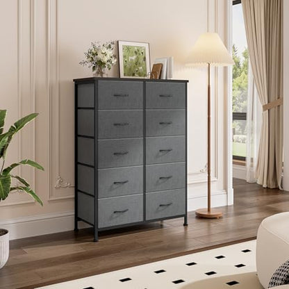 dumos 10 drawer dresser for bedroom, storage organizer shown in use