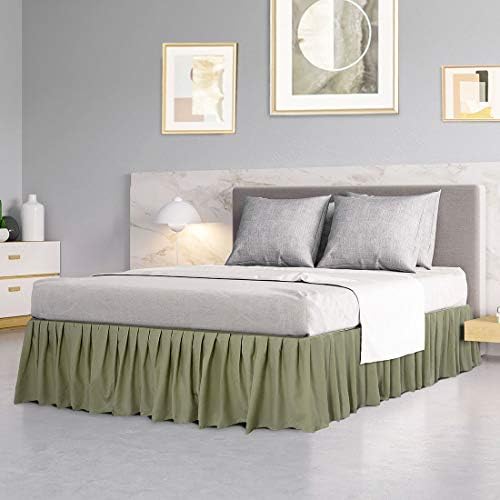 piccocasa ruffled bed skirt polyester bedroom 16 drop shown in use