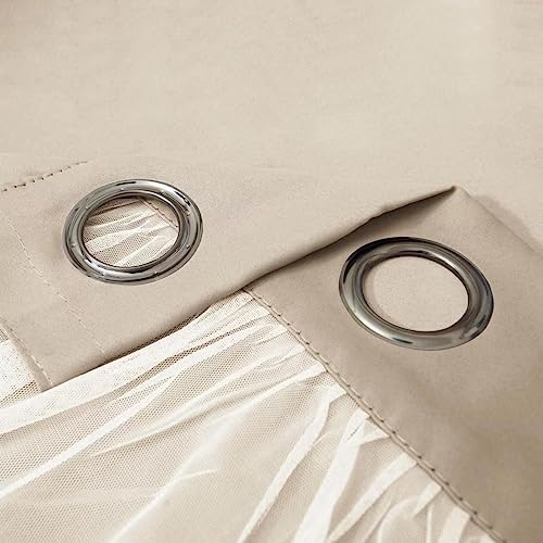 inlinas blackout curtains with sheer overlay, beige, 52x84, view 9