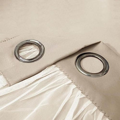 inlinas blackout curtains with sheer overlay, beige, 52x84, view 9