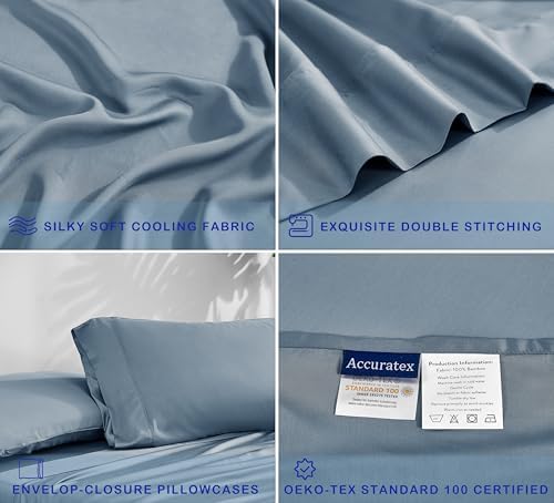 accuratex cooling sheets for hot sleepers, queen size,dusty, side view