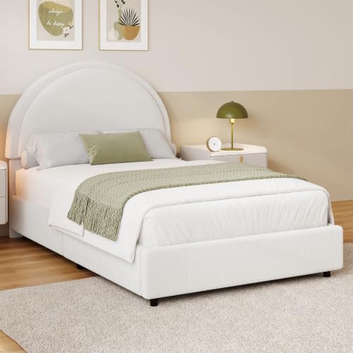 revominca twin size bed frame, boucle upholstered platform, package contents