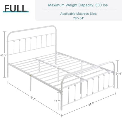 vecelo classic white victorian style metal bed frame shown in use
