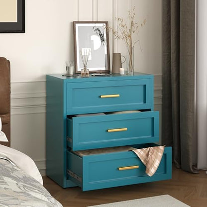 lcaopc 3 drawer metal dresser for bedroom, modern, side view