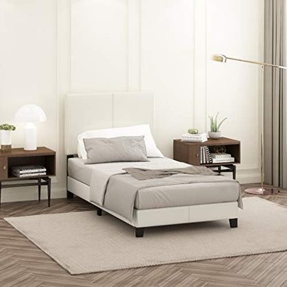 furinno fb19821twh pessac pu leather upholstered platform, twin, view 11