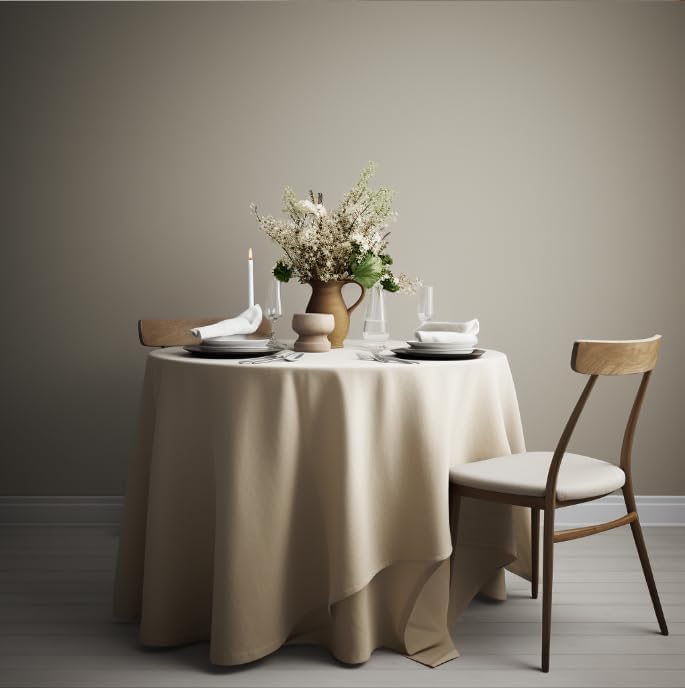 EVERLY 100% Pure Linen Round Tablecloths 60Inches for Dining,Buffet Parties,Picnic,Events,Weddings and Restaurants,Decorative Halloween,Thanksgiving Machine Washable Tablecloths-Natural Linen