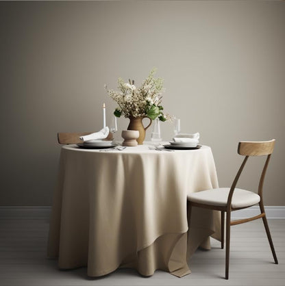 EVERLY 100% Pure Linen Round Tablecloths 60Inches for Dining,Buffet Parties,Picnic,Events,Weddings and Restaurants,Decorative Halloween,Thanksgiving Machine Washable Tablecloths-Natural Linen
