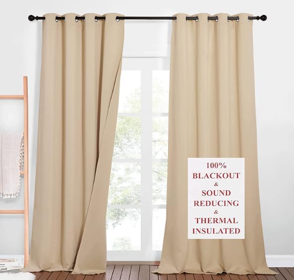 NICETOWN Thermal Insulated 100% Blackout Curtains, Dust Isolate Noise Reducing by NICETOWN