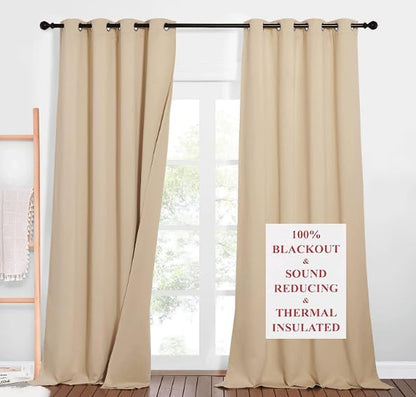 NICETOWN Thermal Insulated 100% Blackout Curtains, Dust Isolate Noise Reducing by NICETOWN