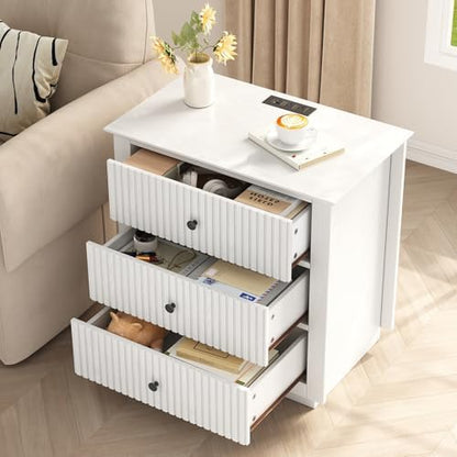 24" wide white fluted nightstand with 3 drawers, package contents