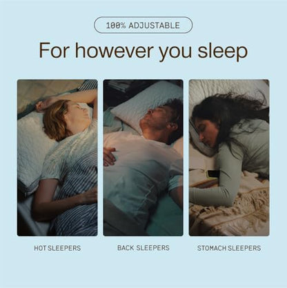 coop home goods eden cool adjustable pillow, king, side view