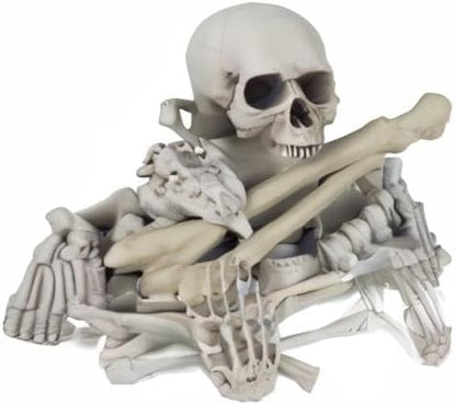 MOKRY PARTY Bag of Bones Halloween Life Size Skeleton Skull for Decoration and Spooky Graveyard 28 PCS