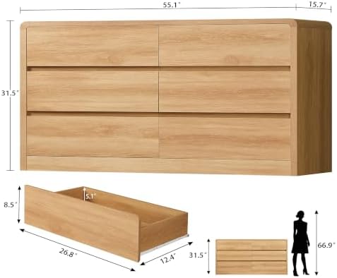 teenfon 55" dresser for bedroom with 6 drawers shown in use