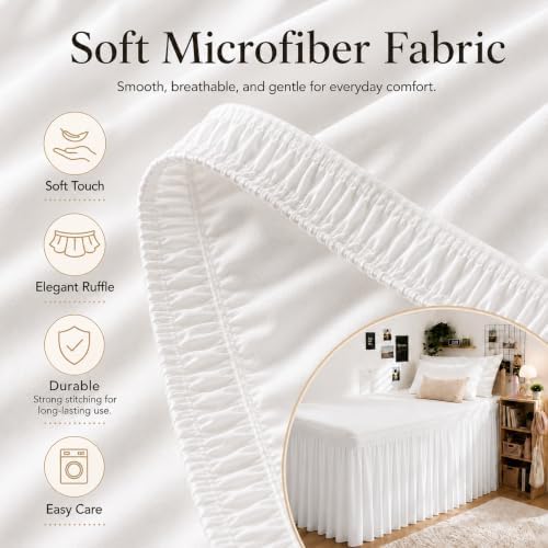 white twin xl college dorm bed skirt 42" on a desk or shelf