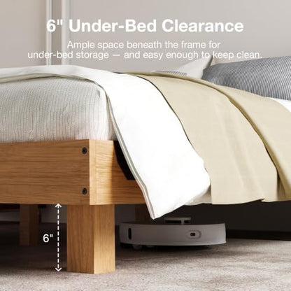 novilla floating solid wood king size bed frame on a desk or shelf