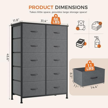 dumos 10 drawer dresser for bedroom, storage organizer, close-up detail