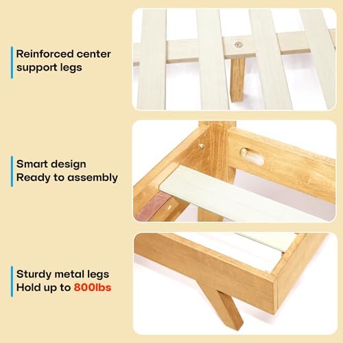 acacia harmony king solid wood platform bed frame, side view