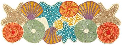 Lightnpro Seashell Hand Beaded Needlework Decorative Orange Blue Table Runner for Christmas Easter Fall Harvest Halloween Thanksgiving - A Beautiful Complement to Your Table Décor - 13x36 Inch