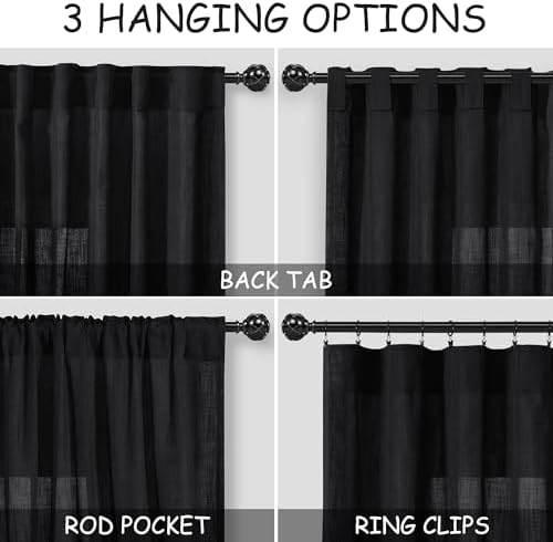 nanspring black curtains 95 inches long 2 panel shown in use