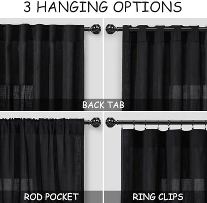 nanspring black curtains 95 inches long 2 panel shown in use