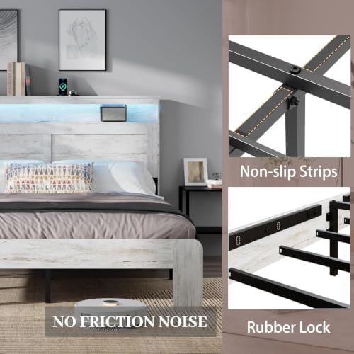 king size wooden bed frame with headboard, rustic, package contents