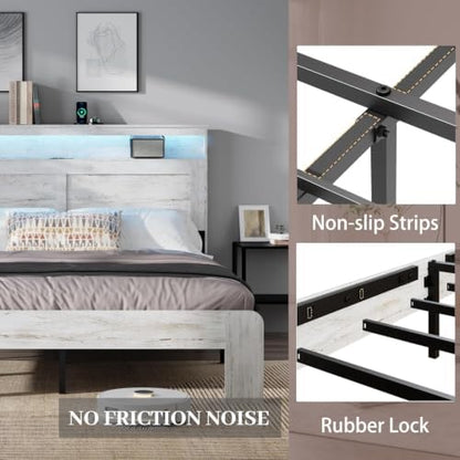 king size wooden bed frame with headboard, rustic, package contents