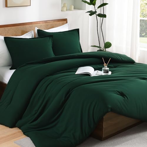 Andency King Size Comforter Set Dark Emerald Green Soft Lightweight Bed Set