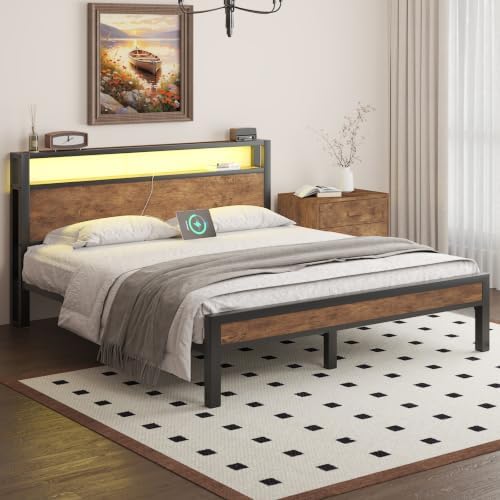 queen size bed frame with storage headboard and, view 10