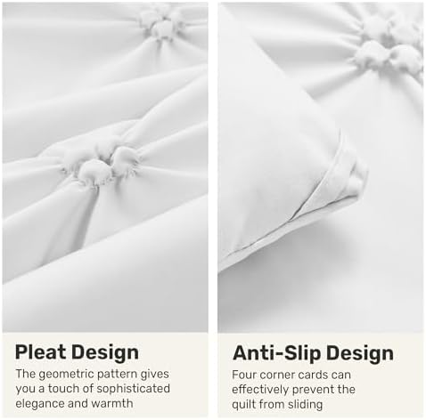 unikome queen comforter set white - ultra soft, side view