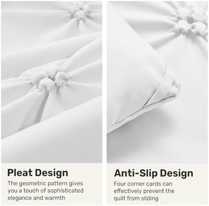 unikome queen comforter set white - ultra soft, side view