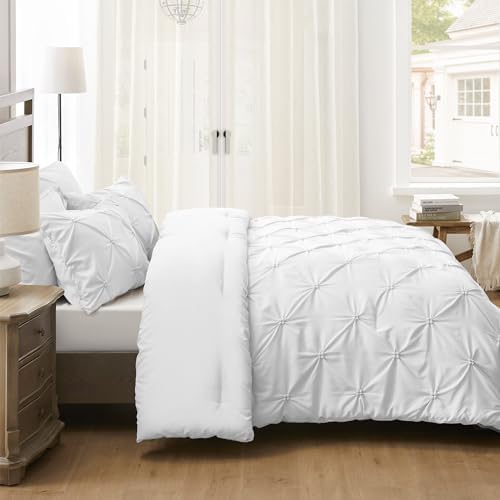 unikome queen comforter set white - ultra soft on a desk or shelf