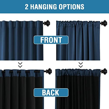 h.versailtex 100% blackout curtains for bedroom with black showing dimensions