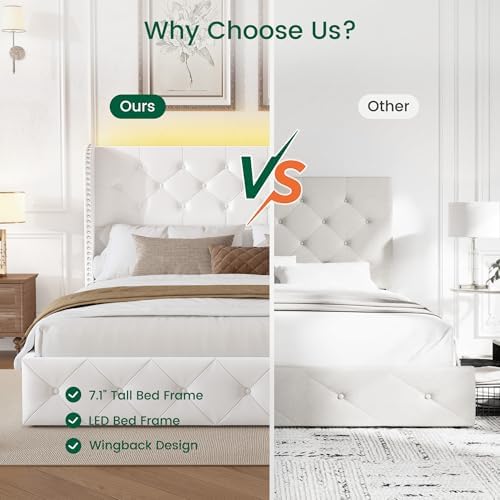 larmace queen size bed frame with led lights, package contents