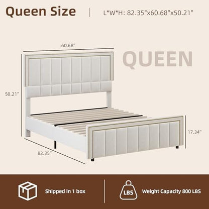 barnfurin queen bed frame chenille with tall nailhead shown in use