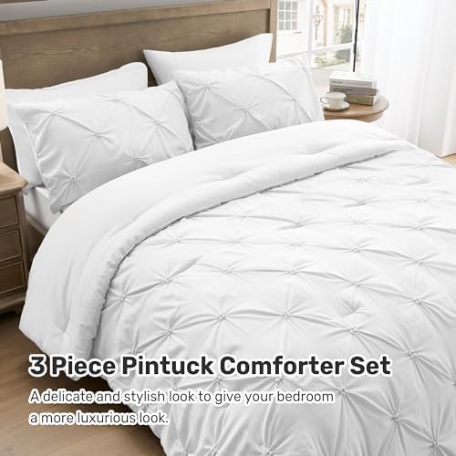unikome queen comforter set white - ultra soft showing dimensions