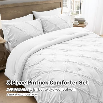 unikome queen comforter set white - ultra soft showing dimensions