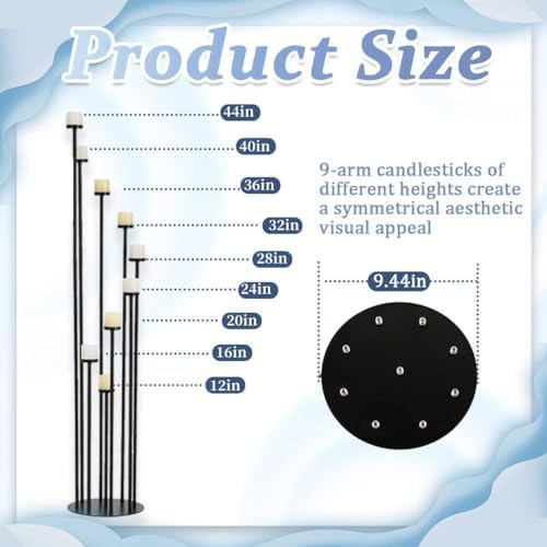 Black Floor Candelabra Centerpiece,Metal Candle Holders for Halloween Decor