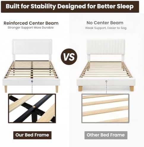 twin size cloud bed frame with adjustable headboard, close-up detail