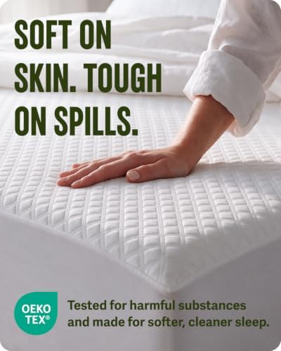 saferest waterproof queen size mattress protector on a desk or shelf
