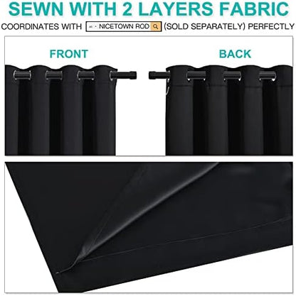 nicetown black full blackout curtains for dining room showing dimensions