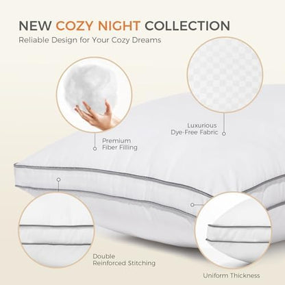 sweetnight bed pillows queen size set of 2, side view